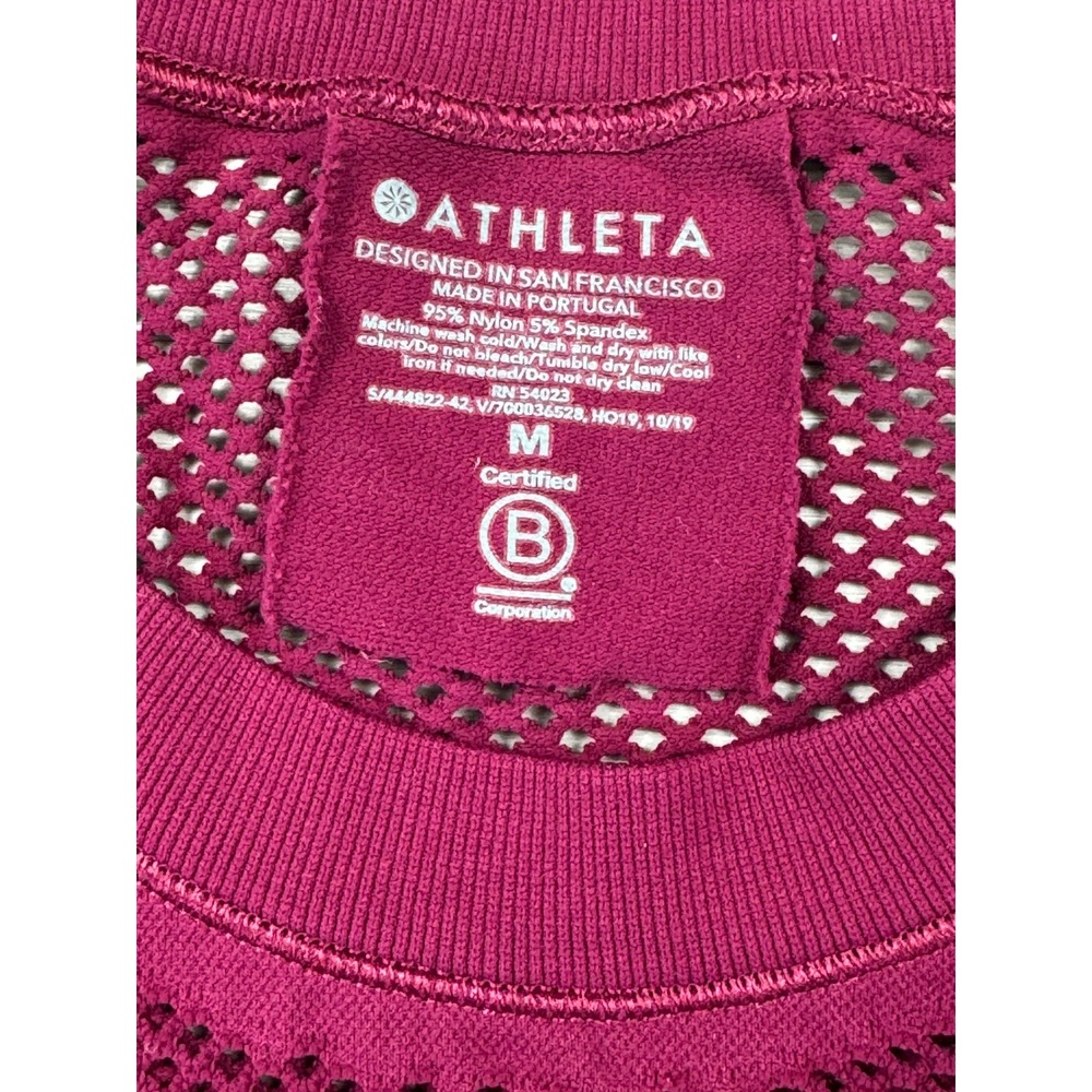 Athleta Momentum Tank Top Womens Medium Berry Pink Seamless Mesh Activewear - Picture 4 of 6